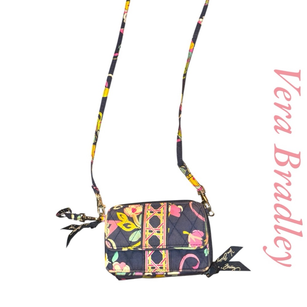 Vera Bradley Black Floral Crossbody Wallet & Phone Case